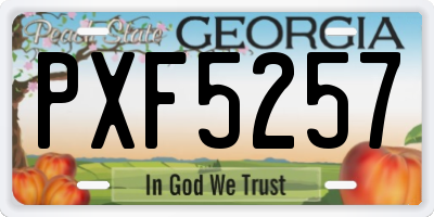 GA license plate PXF5257