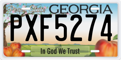 GA license plate PXF5274