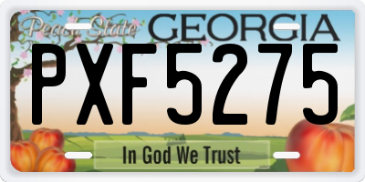 GA license plate PXF5275