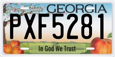 GA license plate PXF5281