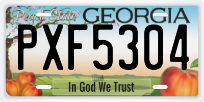 GA license plate PXF5304