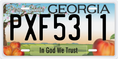 GA license plate PXF5311