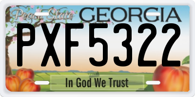 GA license plate PXF5322