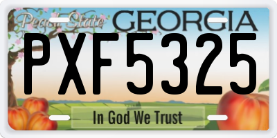 GA license plate PXF5325