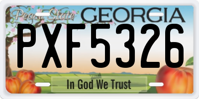 GA license plate PXF5326