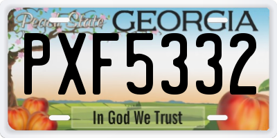 GA license plate PXF5332
