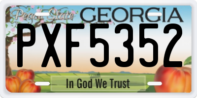GA license plate PXF5352