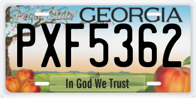 GA license plate PXF5362