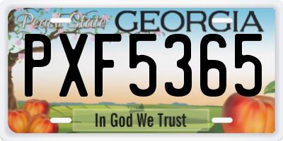 GA license plate PXF5365