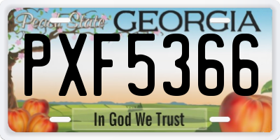 GA license plate PXF5366