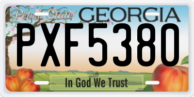 GA license plate PXF5380