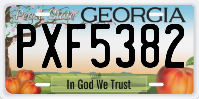 GA license plate PXF5382