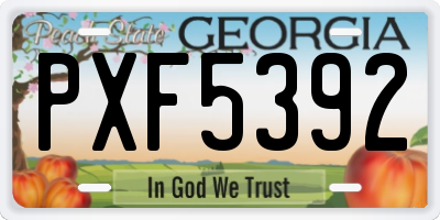 GA license plate PXF5392
