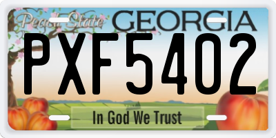 GA license plate PXF5402