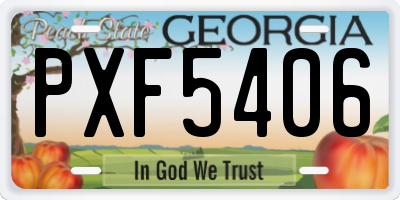 GA license plate PXF5406
