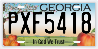 GA license plate PXF5418