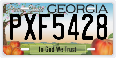 GA license plate PXF5428