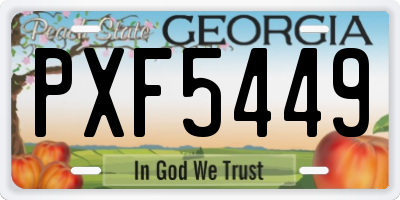 GA license plate PXF5449
