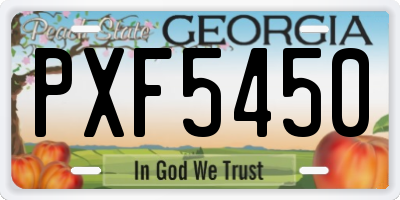 GA license plate PXF5450