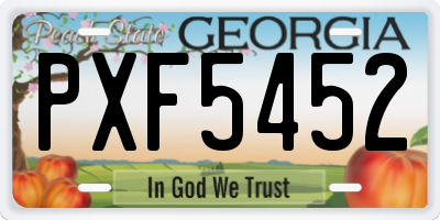GA license plate PXF5452