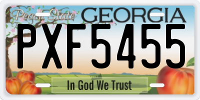 GA license plate PXF5455