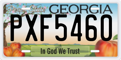 GA license plate PXF5460