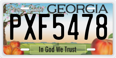 GA license plate PXF5478