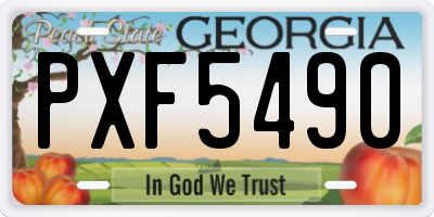 GA license plate PXF5490