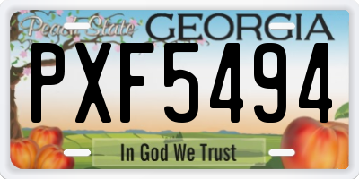 GA license plate PXF5494