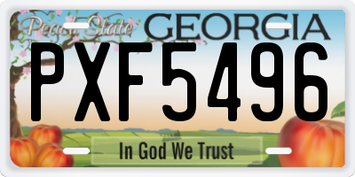 GA license plate PXF5496