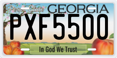 GA license plate PXF5500