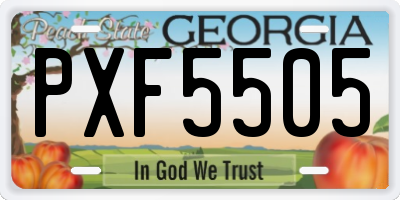 GA license plate PXF5505