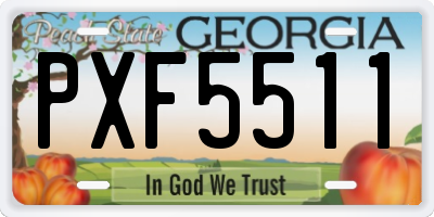 GA license plate PXF5511
