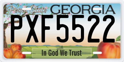 GA license plate PXF5522
