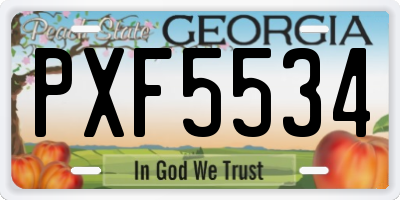 GA license plate PXF5534