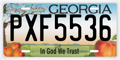 GA license plate PXF5536
