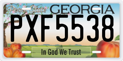 GA license plate PXF5538