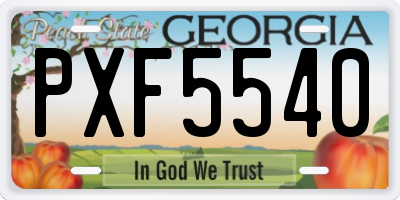GA license plate PXF5540