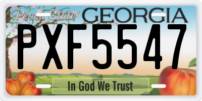 GA license plate PXF5547