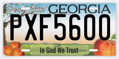 GA license plate PXF5600