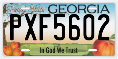 GA license plate PXF5602