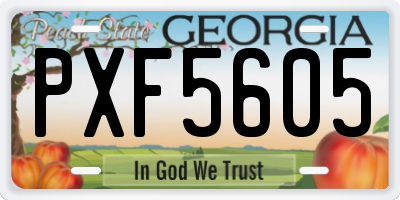GA license plate PXF5605