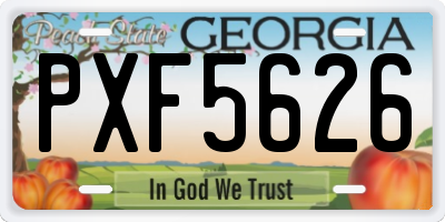 GA license plate PXF5626