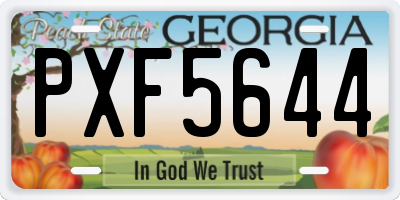 GA license plate PXF5644