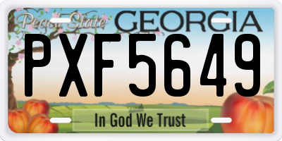 GA license plate PXF5649
