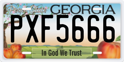 GA license plate PXF5666