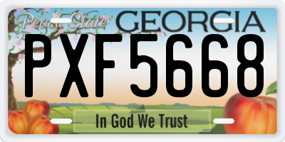 GA license plate PXF5668