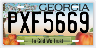 GA license plate PXF5669