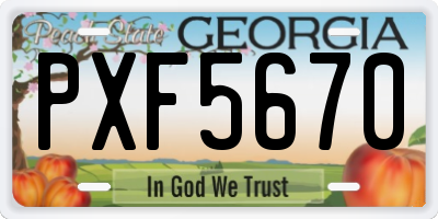 GA license plate PXF5670