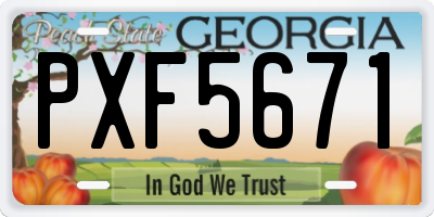 GA license plate PXF5671